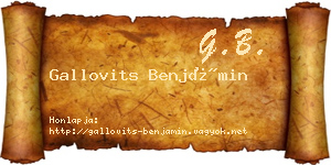 Gallovits Benjámin névjegykártya
